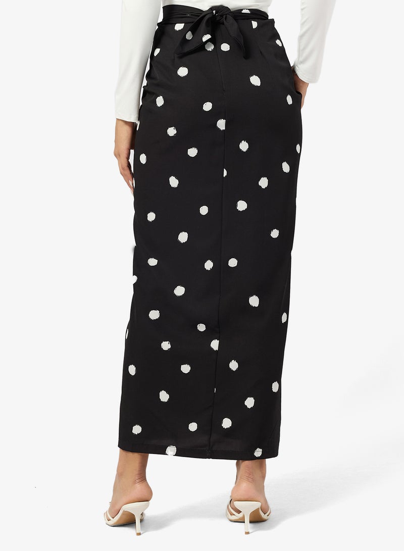 Ginger Polka Dot Ruched Column Skirt - Image 3